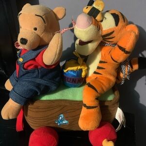 VTG Disney Winnie The Pooh And Tigger Plush On Wagon Animated Plush Not Working